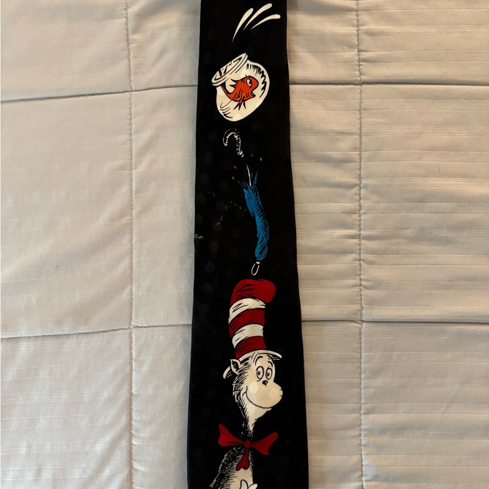 Dr. Seuss Cat in the Hat Black Tie 100% Silk